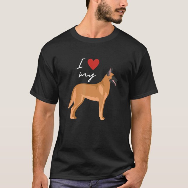 Camiseta I Love My Fawn Sable Belgian Malinois Dog   (Frente)