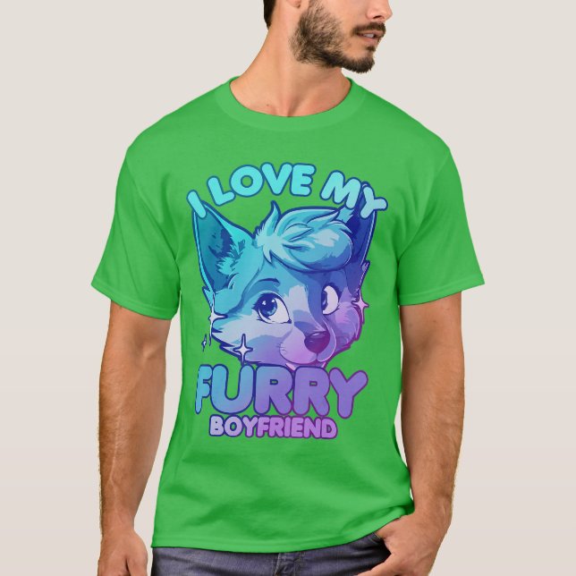 Camiseta I Love My Furry Boyfriend Anthropomorphism Fursuit (Frente)