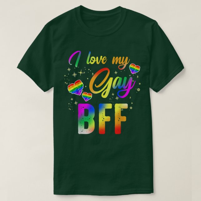 Camiseta I Love My Gay BFF LGBT Pride Month Best Friend For (Frente do Design)
