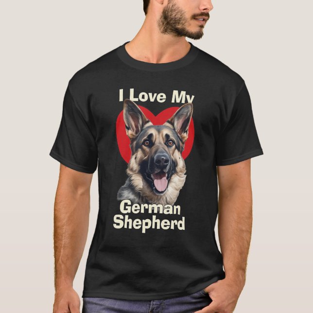 Camiseta I Love My German Shepherd Puppy Dog (Frente)