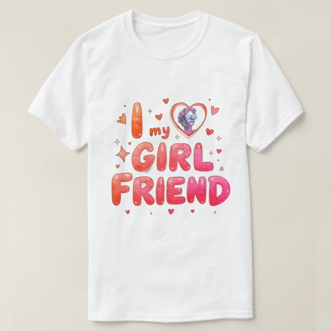 Camiseta I Love My Girlfriend Custom Photo (Frente do Design)