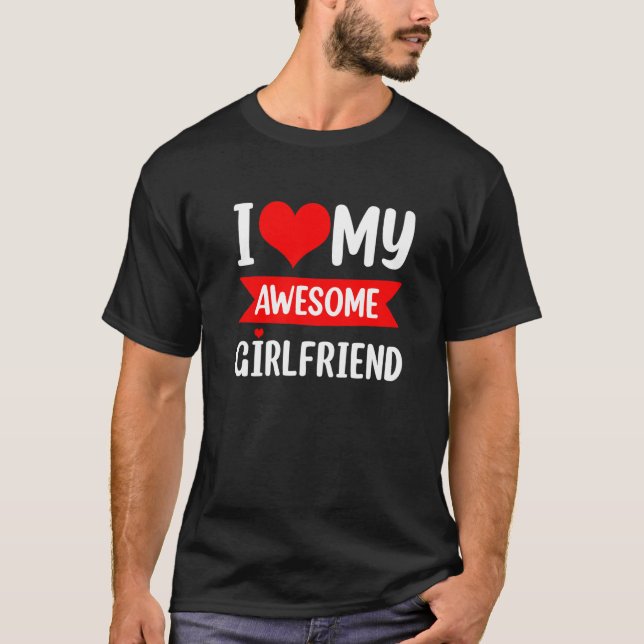 Camiseta I Love My Girlfriend Heart Valentines Day Matching (Frente)