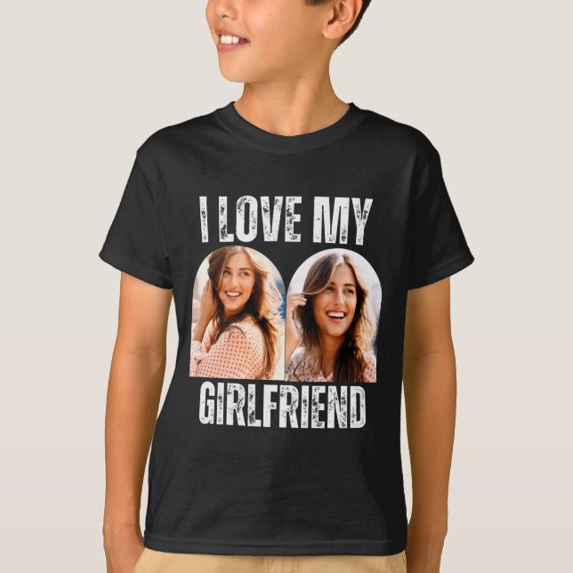 Camiseta I Love My Girlfriend Photo Funny Boyfriend Gift  (Frente)