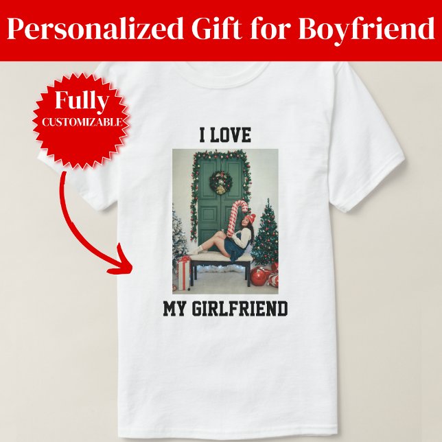 Camiseta I Love My Girlfriend Photo Men's T-Shirt BF Gift (I Love My Girlfriend Photo Men's T-Shirt BF Gift)