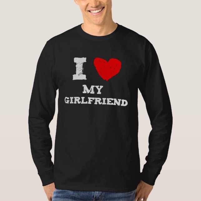 Camiseta I love my girlfriend red heart girlfriend (Frente)