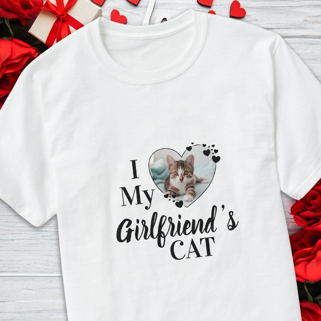 Camiseta I Love My Girlfriend's Cat Personalized Photo (Criador carregado)