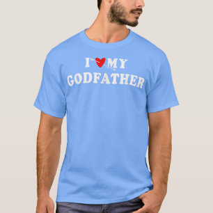 Camiseta I Love My Godfather with red heart gift for men wo