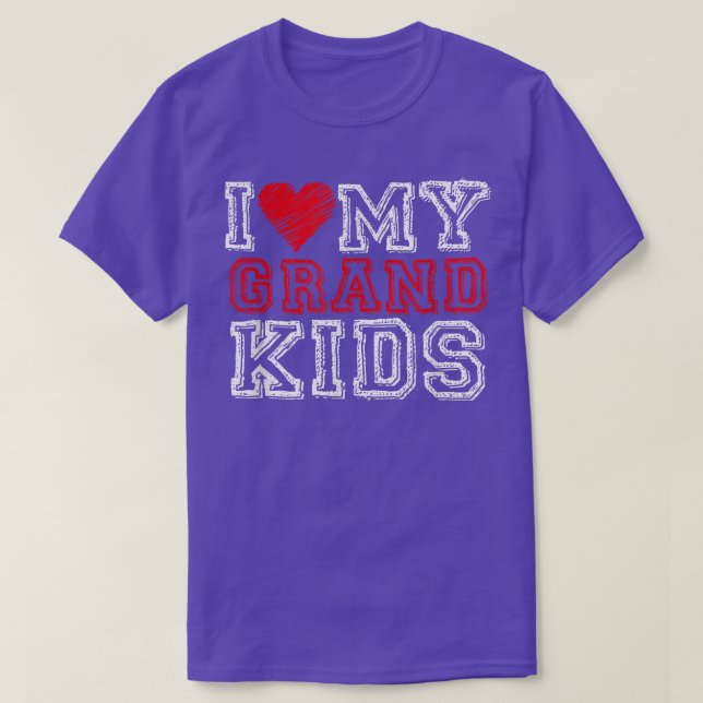 Camiseta I Love My Grandkids Grandpa Grandma Heart Artwork  (Frente do Design)