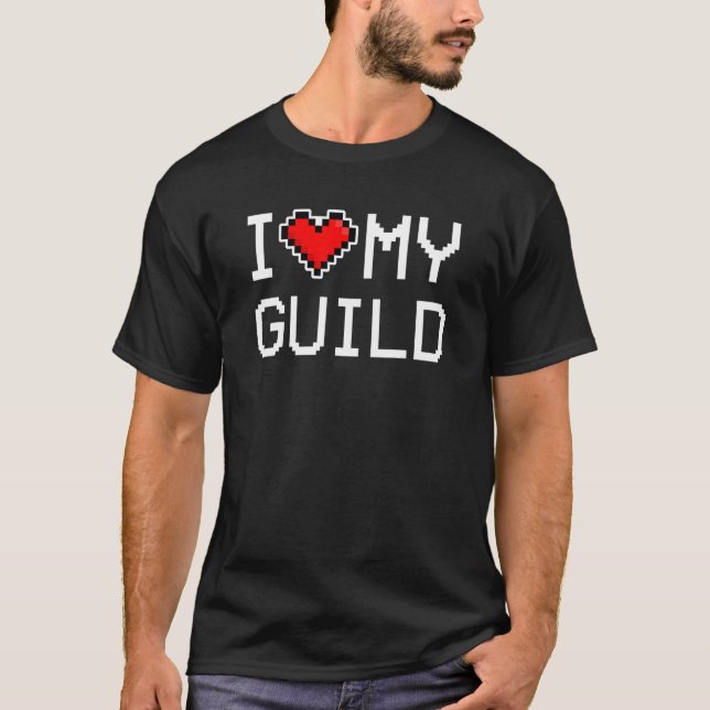 Camiseta I Love My Guild Pixel Heart Retro Gamer (Frente)