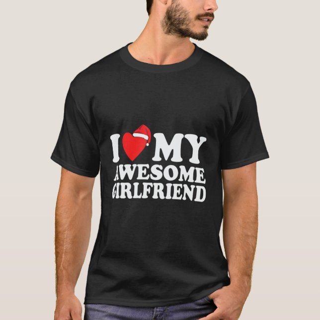 Camiseta I Love My Hot Girlfriend Red Heart 1 (Frente)