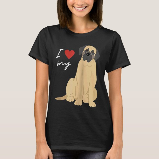 Camiseta I Love My Mastiff Dog  Raglan Baseball (Frente)