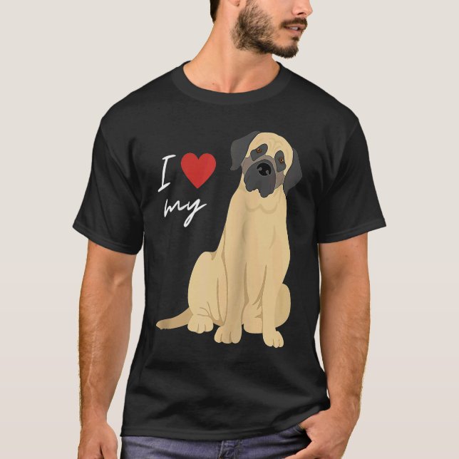 Camiseta I Love My Mastiff Dog  Raglan Baseball (Frente)