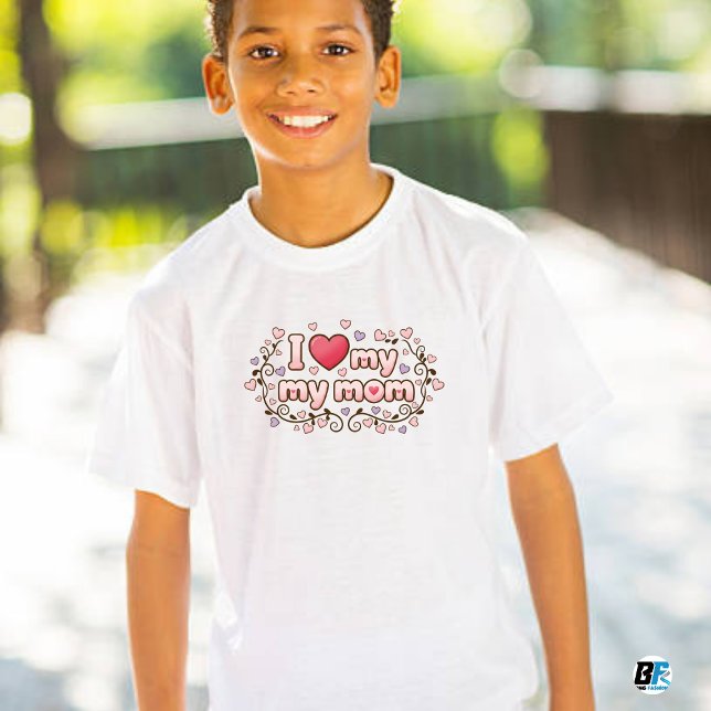 Camiseta I Love My Mom - Elegant Mom's Special Kids (Criador carregado)