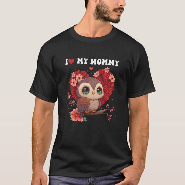 Camiseta I Love My Mommy Chibi Owl Sakura Cherry Blossom Lo (Frente)