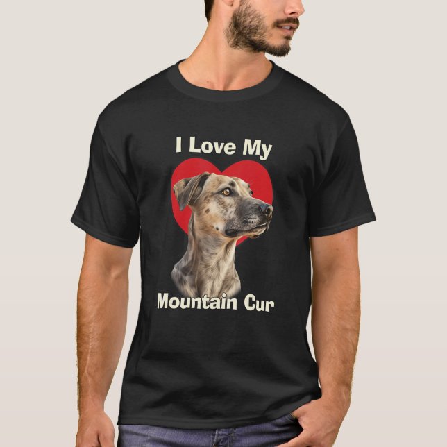 Camiseta I Love My Mountain Cur Puppy Dog (Frente)