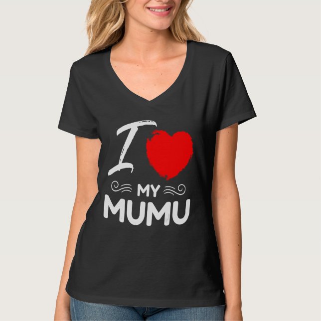 Camiseta I Love My MuMu Cute Mother Grandma Matching Family (Frente)