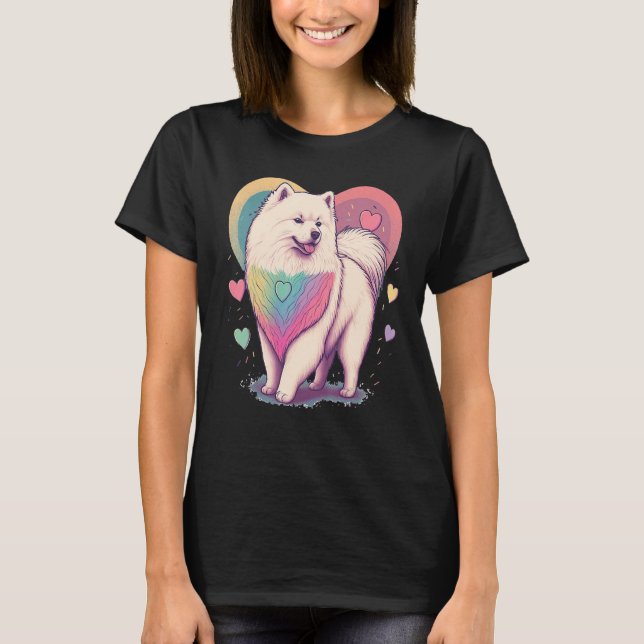 Camiseta I Love My Samoyed Dog Valentines Day Heart Artwork (Frente)