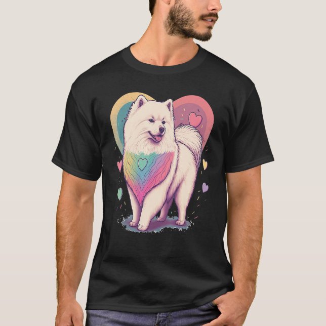 Camiseta I Love My Samoyed Dog Valentines Day Heart Artwork (Frente)