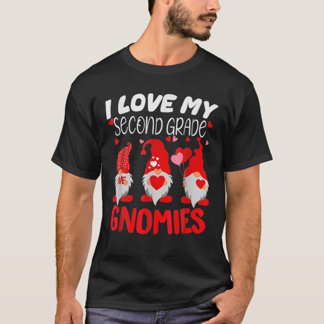 Camiseta I Love My Second Grade Gnomies Funny Valentine Hea (Frente)