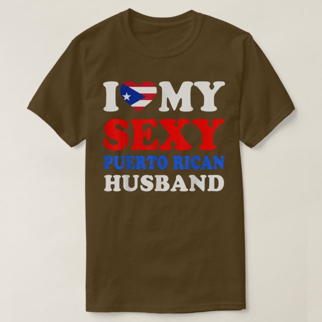 Camiseta I love My Sey Puerto Rican Husband Puerto Rico Wif (Frente do Design)