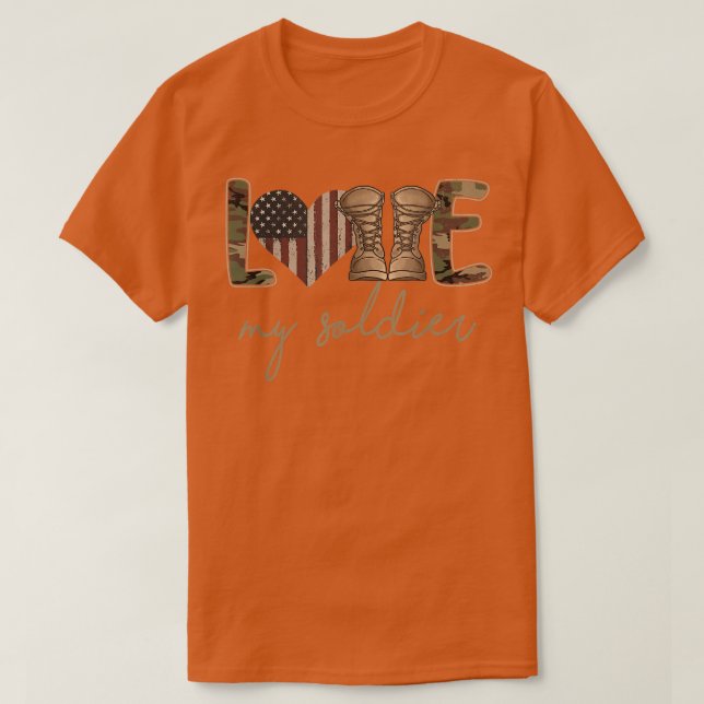 Camiseta I Love My Soldier Military Army Wife USA Camour Fl (Frente do Design)