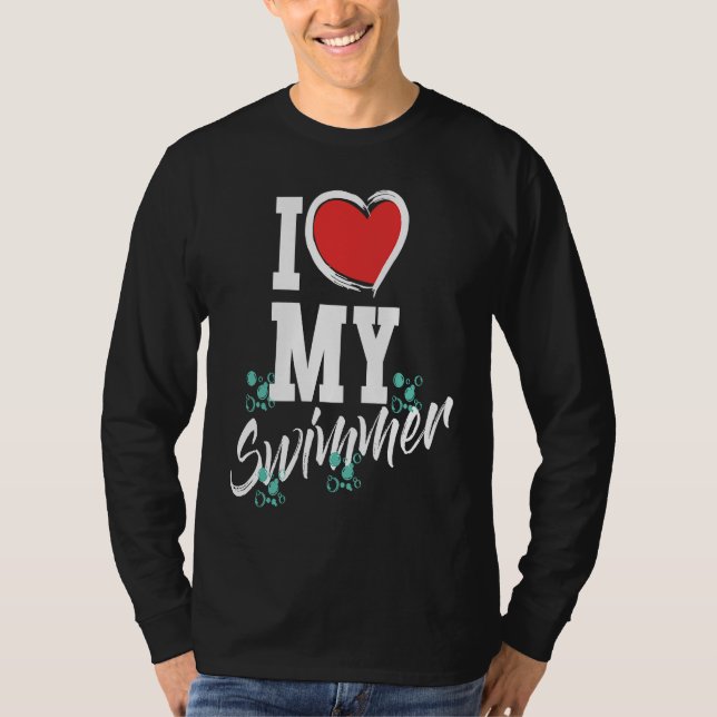 Camiseta I love my swimmer swim team mother mama  swimming (Frente)