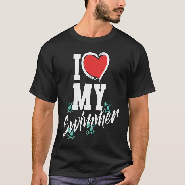 Camiseta I love my swimmer swim team mother mama  swimming (Frente)