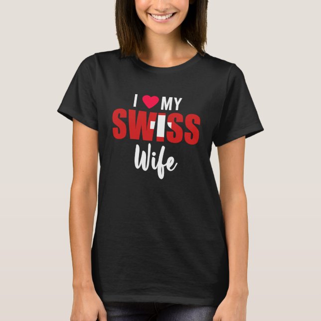 Camiseta I Love My Swiss Wife Valentines Day (Frente)