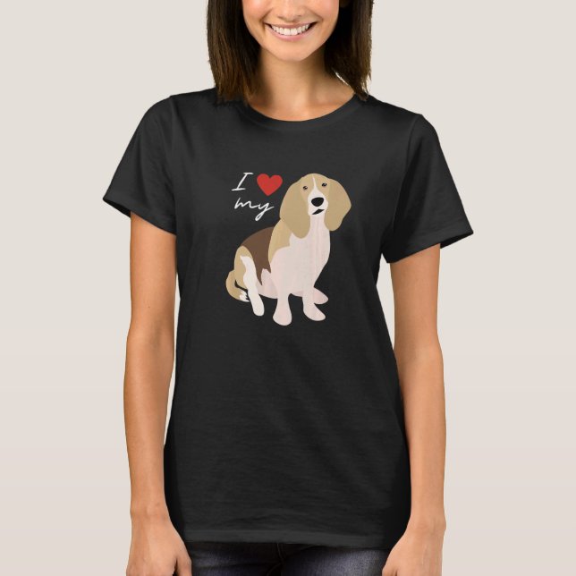 Camiseta I Love My Tan Black & White Basset Hound Dog (Frente)