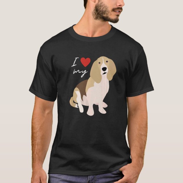 Camiseta I Love My Tan Black & White Basset Hound Dog (Frente)