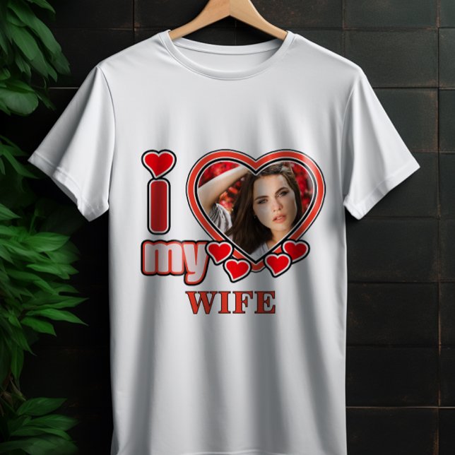 Camiseta I Love My Wife Personalized Valentines Day Heart (Criador carregado)