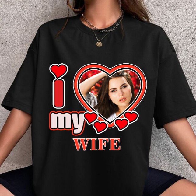 Camiseta I Love My Wife Personalized Valentines Day Heart  (Criador carregado)
