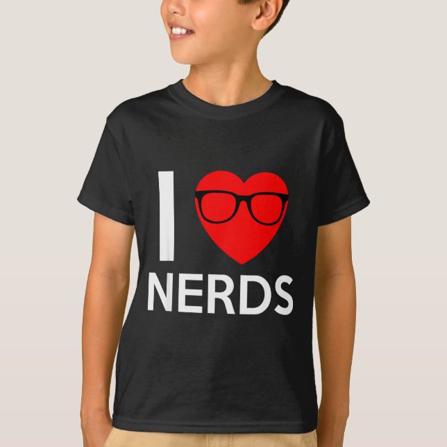 Camiseta I Love Nerds Gles Funny Heart Valentines Gift Men  (Frente)