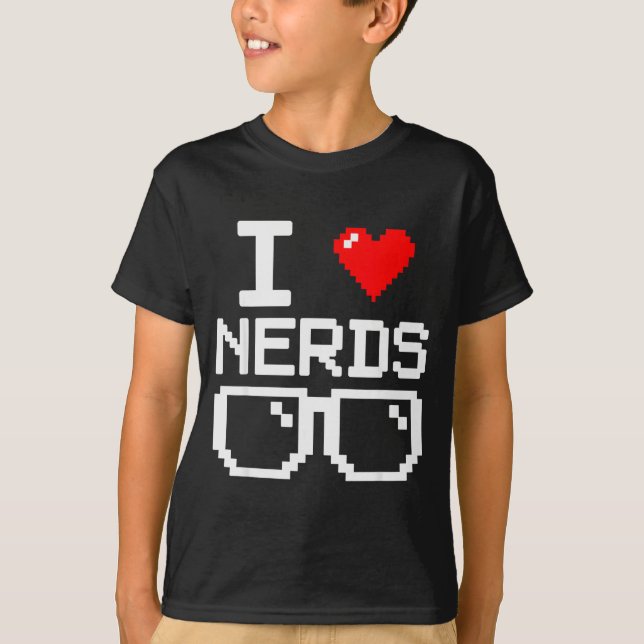 Camiseta I Love Nerds I Heart Nerds For Science Book Knowle (Frente)