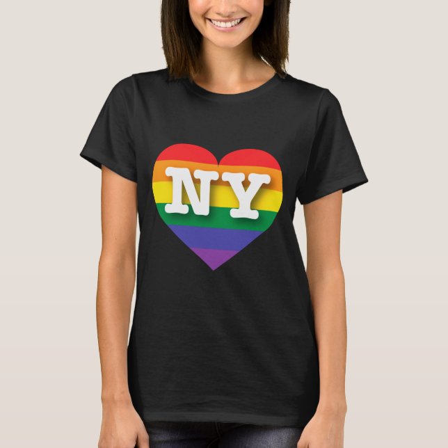 Camiseta I Love New York Rainbow Heart  (Frente)