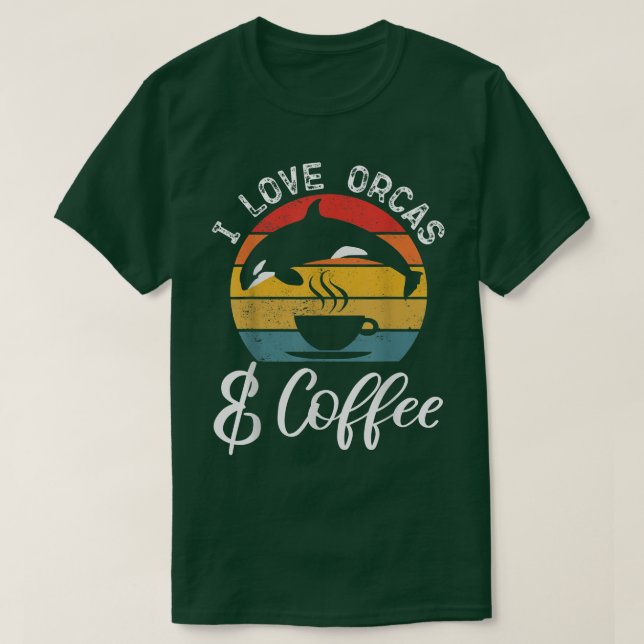 Camiseta I love Orcas and Coffee Killer Whale  (Frente do Design)