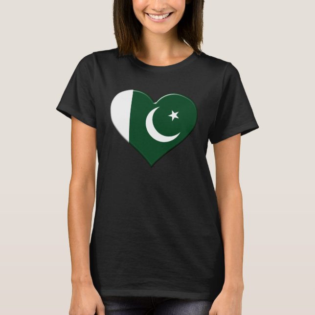 Camiseta I love Pakistan National Flag Pride Heart (Frente)