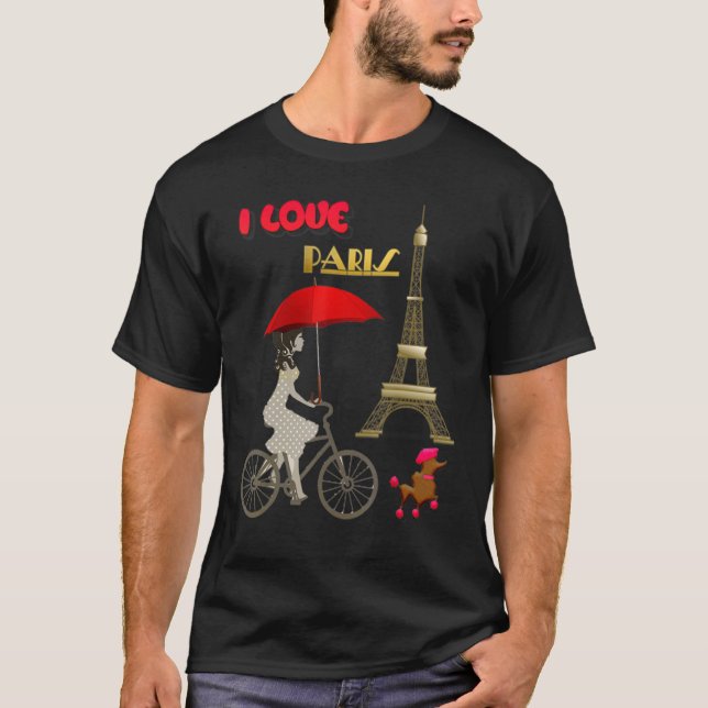 Camiseta I Love Paris Eiffel Tower France  French Souvenir (Frente)