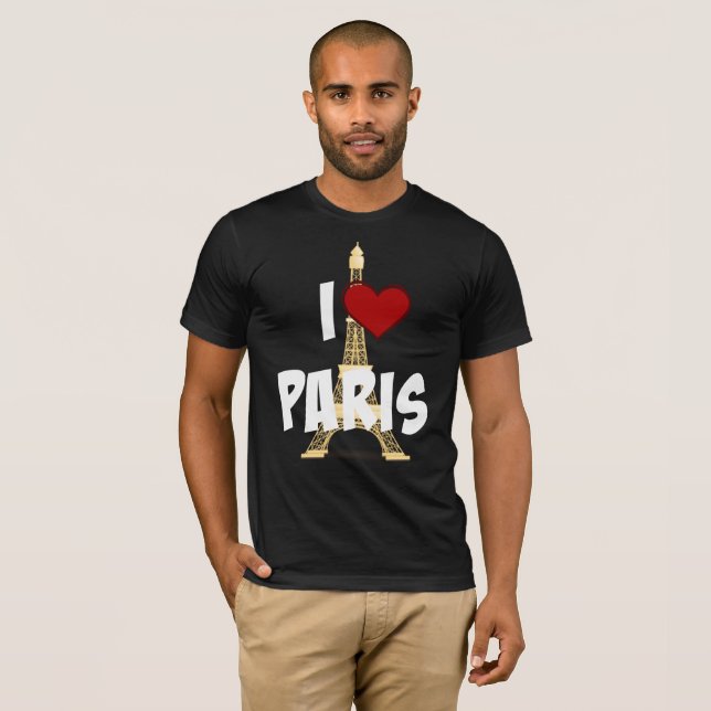Camiseta "I Love Paris", Torre Eiffel (Frente Completa)