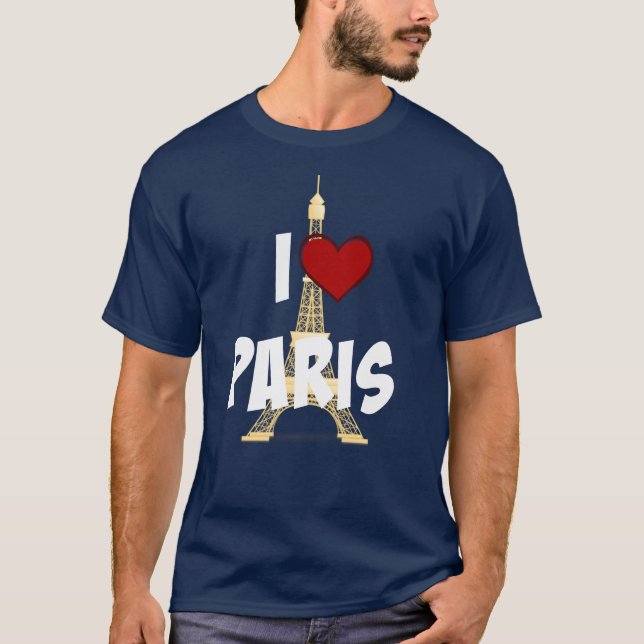 Camiseta "I Love Paris", Torre Eiffel (Frente)