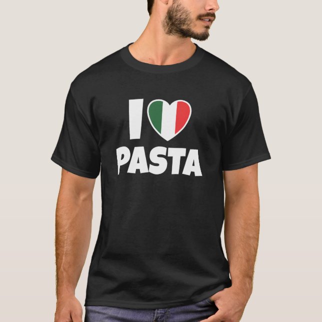 Camiseta I Love Pasta with Italy Flag and Heart (Frente)