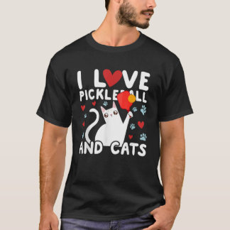 Camiseta I Love Pickleball Cats White Cat Fitness Workout G