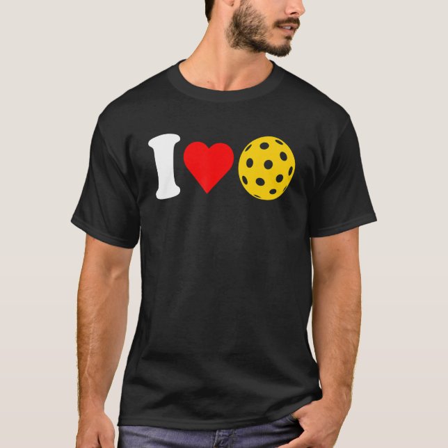 Camiseta I Love Pickleball Paddleball Lover Red Heart Valen (Frente)