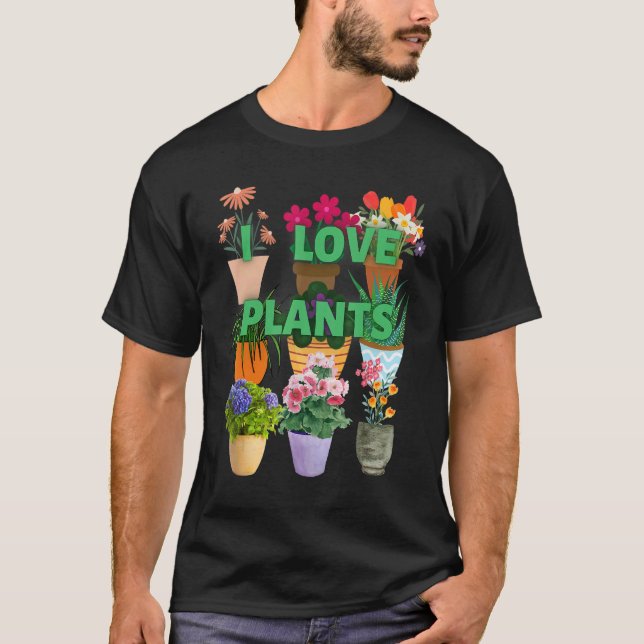 Camiseta I love plants Many Pots (Frente)