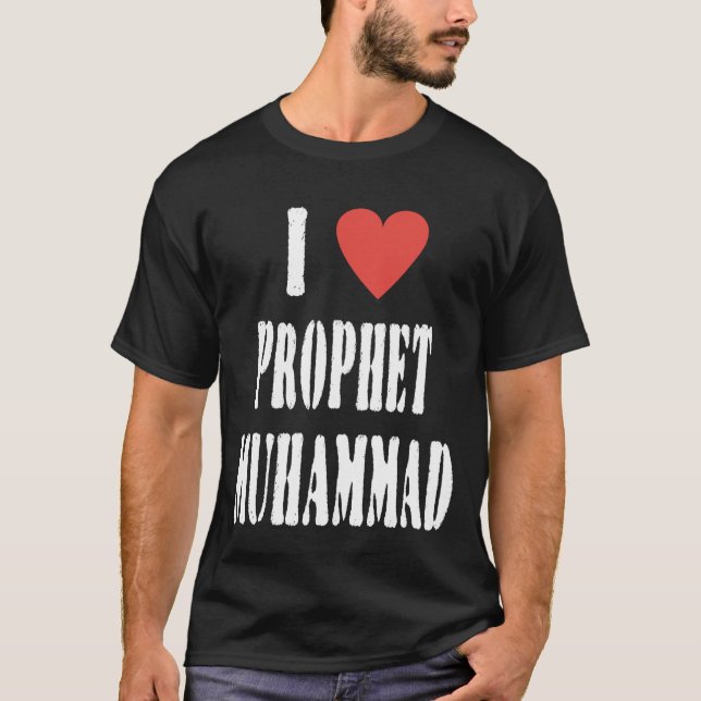 Camiseta I Love Prophet Muhammad, Islamic Faith & Peace Des (Frente)