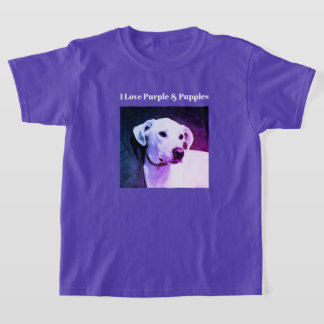 Camiseta I Love Purple and Puppies Cute Dog Photo