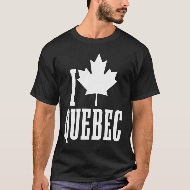 Camiseta I Love Quebec Canada Maple Leaf Red Canadian Flag  (Frente)
