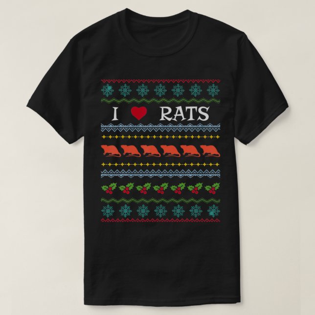 Camiseta I Love Rats Xmas Ugly Sweater Love Watching Rats G (Frente do Design)