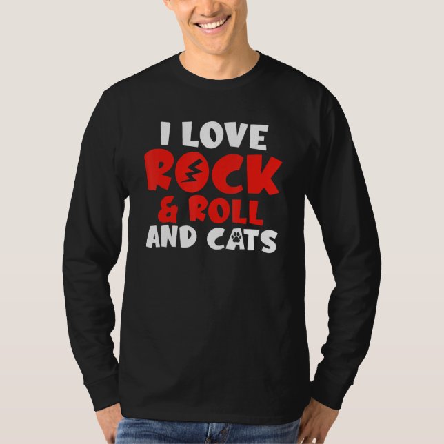 Camiseta I love Rock and Roll and Cats Rocker (Frente)