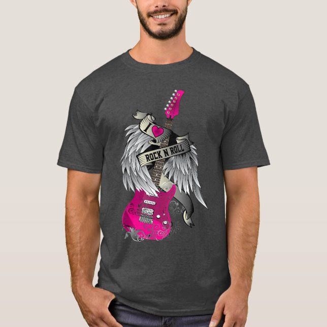 Camiseta I Love Rock and Roll Guitar Angel Wings boy (Frente)